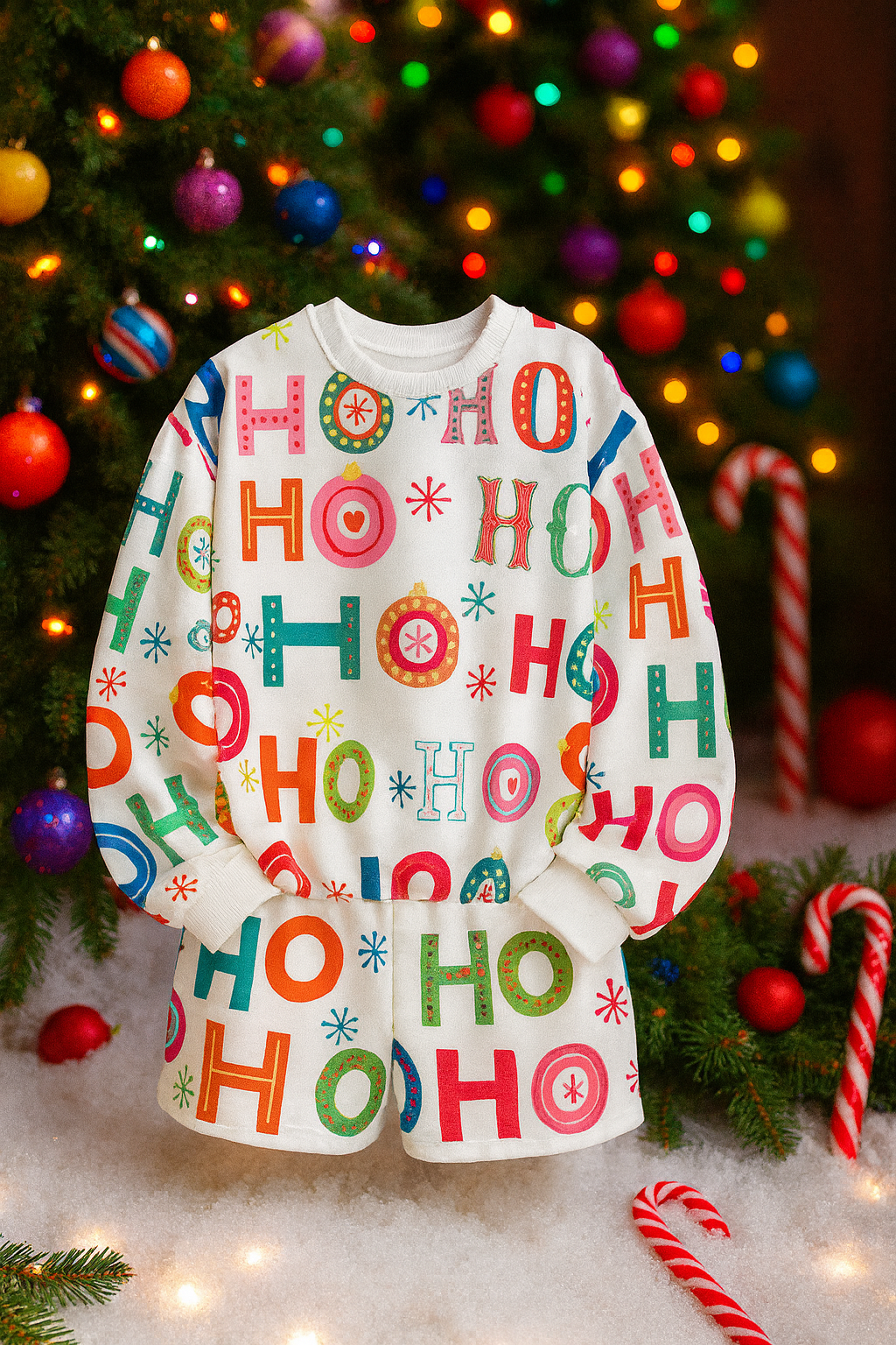 White Plus Size Ho Ho Ho 2pc Set