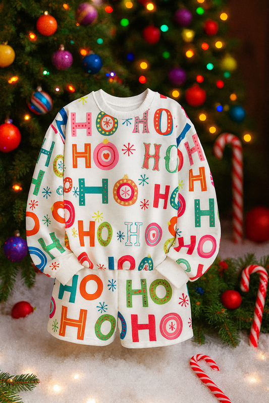 White Plus Size Ho Ho Ho 2pc Set