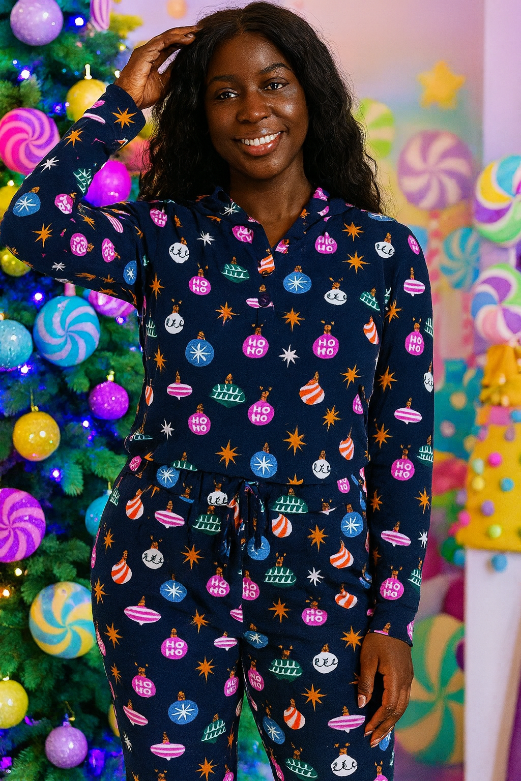 Navy Blue Colorful Christmas Lights Set